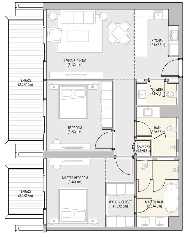 2 Bedroom Floor Plan